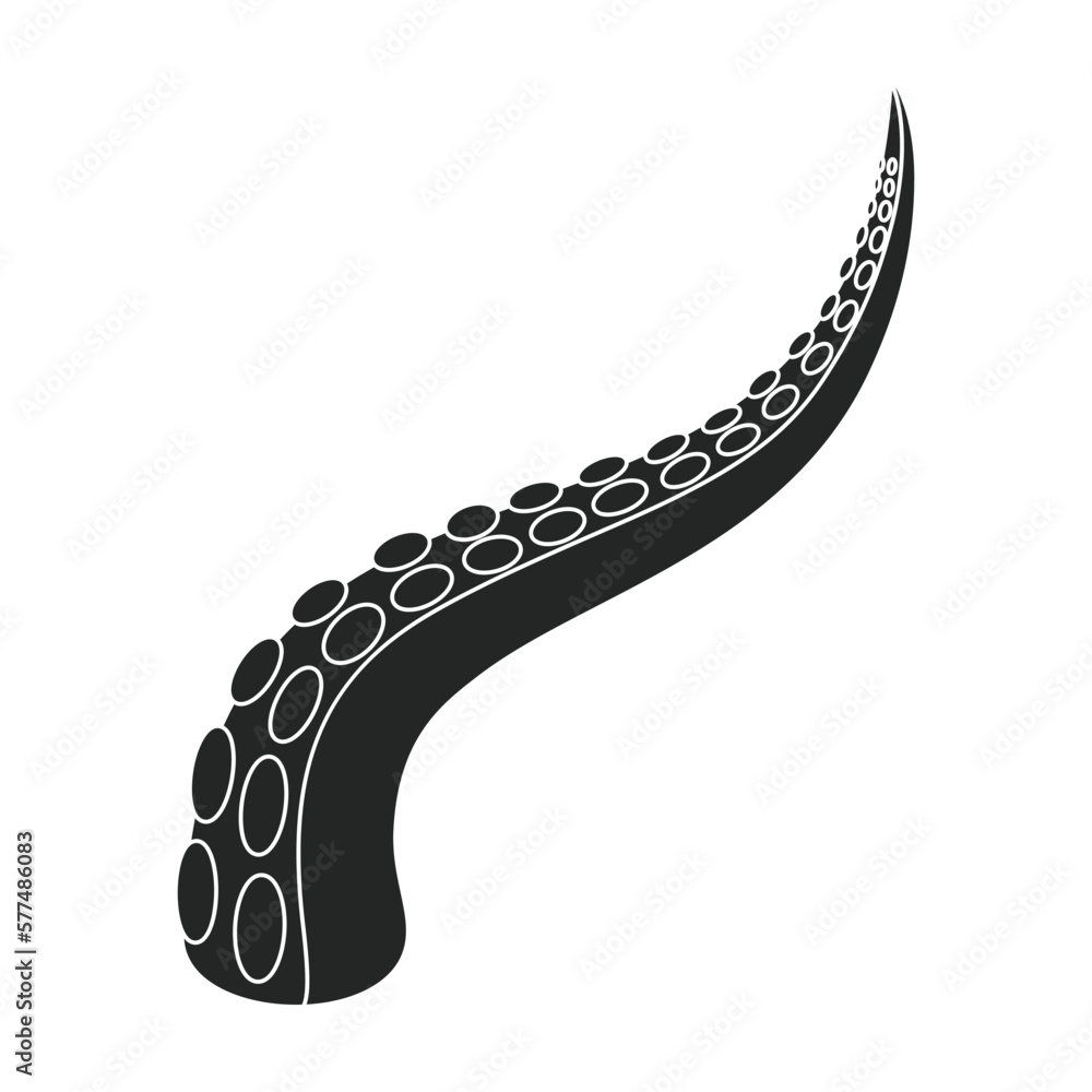 Tentacle of octopus vector black icon. Vector illustration octopus on ...