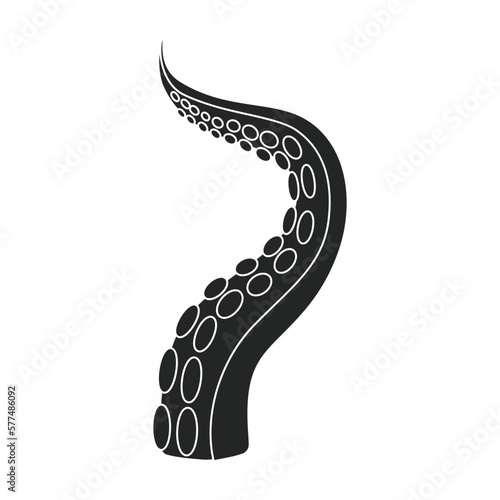 Tentacle of octopus vector black icon. Vector illustration octopus on white background. Isolated black illustration icon of tentacle .