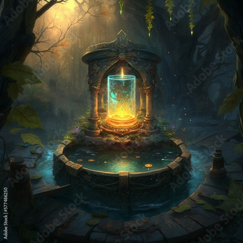 Mystical Fountain of Youth, Wellspring of Creativity, Magical Well Illustration [Generative AI]