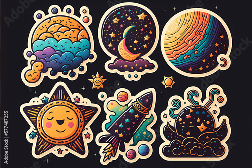 Galactic Bliss Sticker Pack , joyful planet stickers