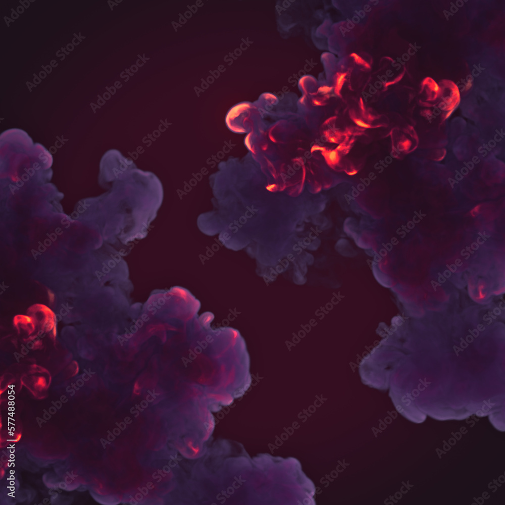 Obraz premium Close up neon colored explosion. Abstract digital illustration. 3d rendering