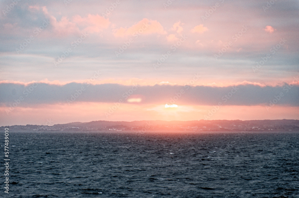 Sunset over Stavenger harbor - Norway