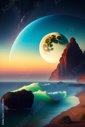 Imagem ilustrativa da Lua atr  s da montanha
