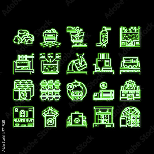 Aluminium Production neon glow icon illustration