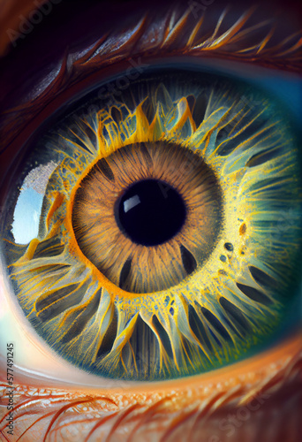 Human eye close up. AI generated