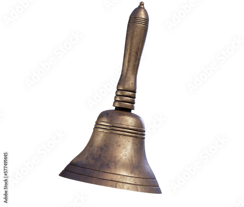 Golden Christmas bell isolated on white