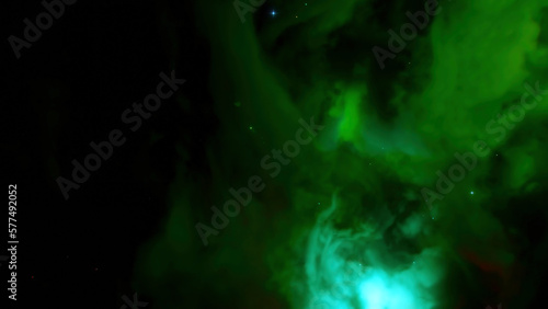 Cosmic Colorful Nebula. Design. Moving colorful fog in outer space. Colorful nebula of space in beautiful stream on black background