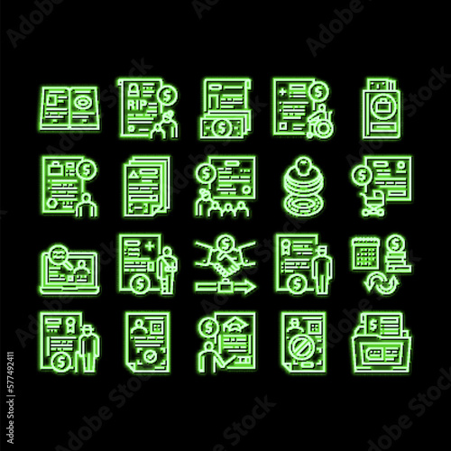 Allowance Finance Help neon glow icon illustration