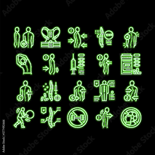 Scoliosis Disease neon glow icon illustration