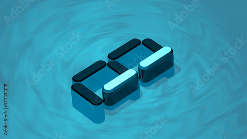 Obraz na płótnie Isometric digit 1 3D render in reflective glass floating on digital water surface. Extruded number one. w salonie