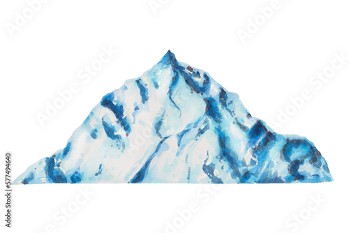 Watercolor snow mountain. Hand painting clipart block of ice on a white isolated background. For designers, decoration, postcards, wrapping paper, scrapbooking, covers, invitations, posters and © Natalia