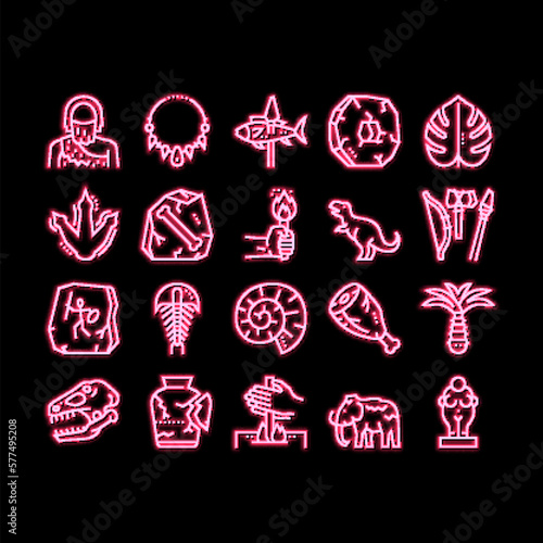 Prehistoric Period neon glow icon illustration
