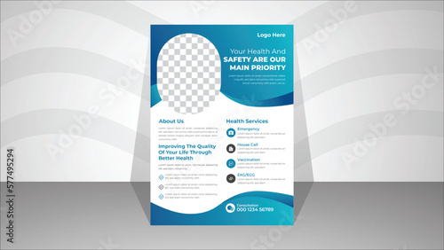 medical services care poster and flyer template design.