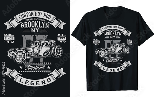American custom engine Vintage Classic car T-shirt design Vector Graphic illustration.