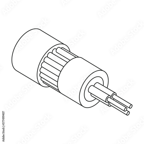 Fiber cable vector icon. Outline vector icon isolated on white background fiber cable.
