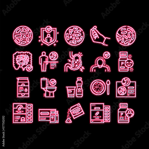 Probiotics Bacterium neon glow icon illustration