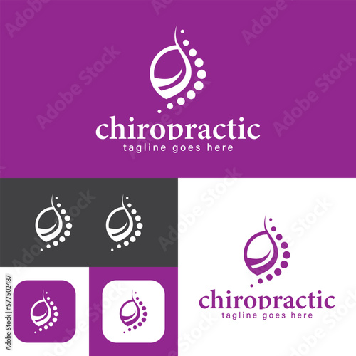 Chiropractic logo.Spine symbol.Massage, back pain and osteopathy icon.Creative Symbol.Vector illustration.
