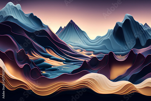 Abstract 3d liquid mountain landscape background banner, for graphic resources, header or webdesign.