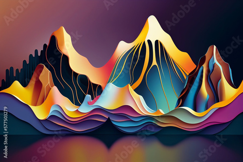 Abstract 3d liquid mountain landscape background banner  for graphic resources  header or webdesign.