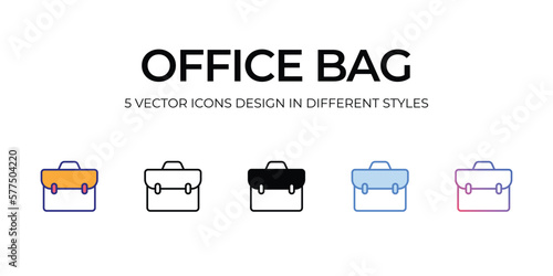 office bag Icon Design in Five style with Editable Stroke. Line, Solid, Flat Line, Duo Tone Color, and Color Gradient Line. Suitable for Web Page, Mobile App, UI, UX and GUI design.