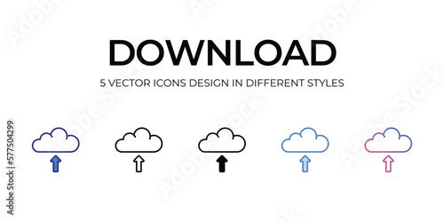 download Icon Design in Five style with Editable Stroke. Line  Solid  Flat Line  Duo Tone Color  and Color Gradient Line. Suitable for Web Page  Mobile App  UI  UX and GUI design.