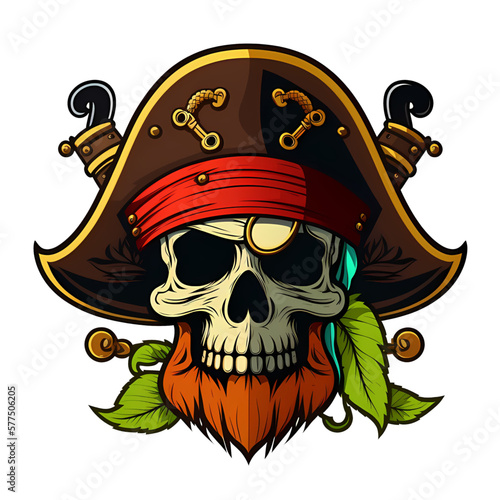 Jolly Roger's Grin Cartoon pirate skull illustration