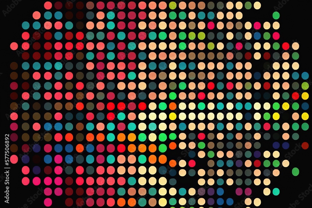 Magic transformation. Light multicolor circles , on a black background generative AI - obrazy, fototapety, plakaty 