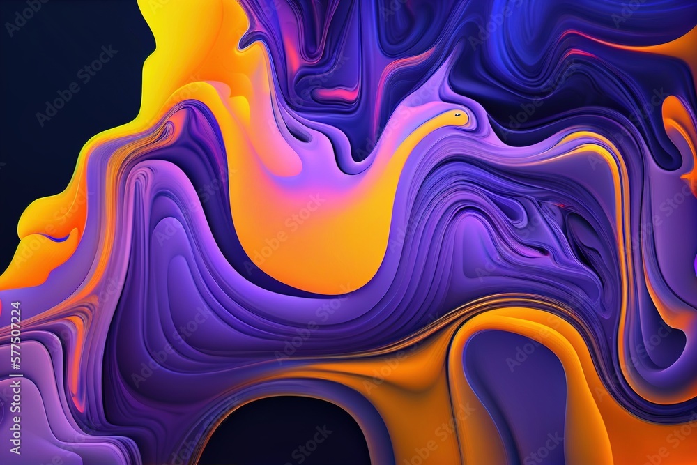 Abstract colorful background. Oil and water drops. Rainbow blurred texture. 3d render illustration, empty space, Generative AI - obrazy, fototapety, plakaty 