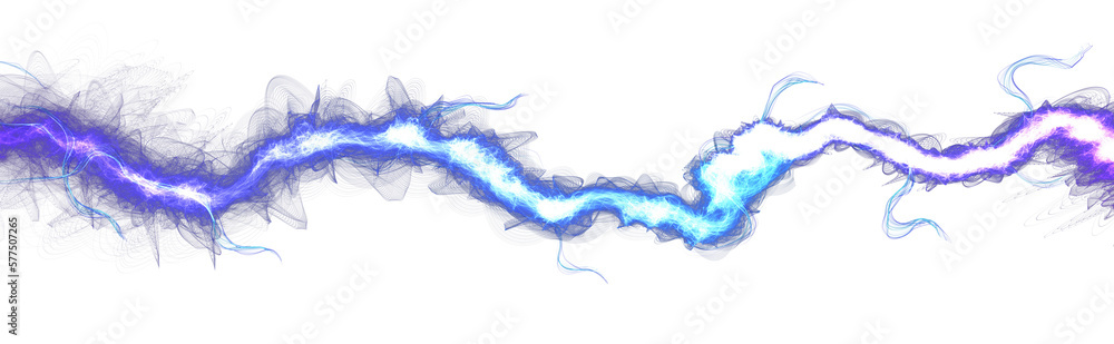 Blue lightning, power energy charge, abstract background. Blitz effect. Night storm flash, thunderstorm. Thunder shock isolated. Digital art dynamic illustration. png