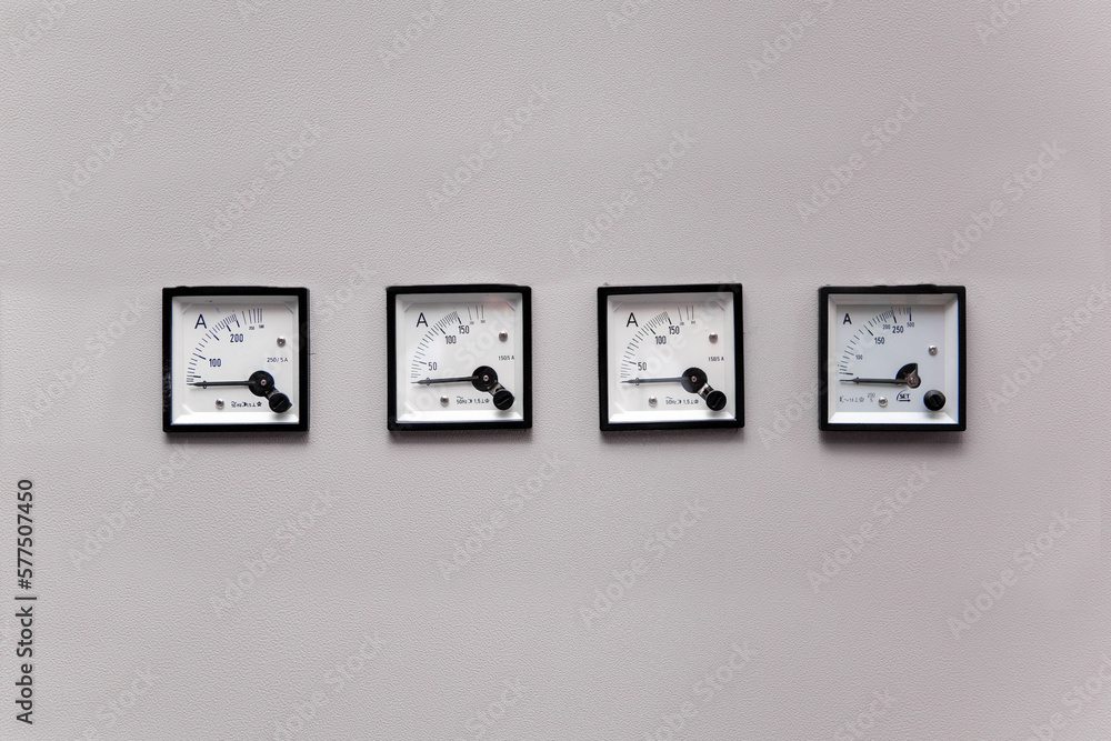 Foto de Analog voltmeter, amp meter and signal lamp on control panel of