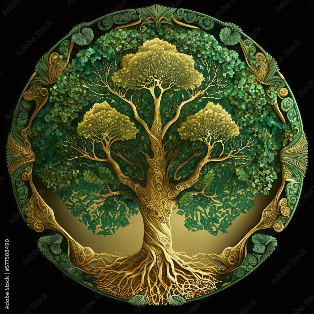 triskel, tree of life, symbol of nature and natural mandala. symbolic
