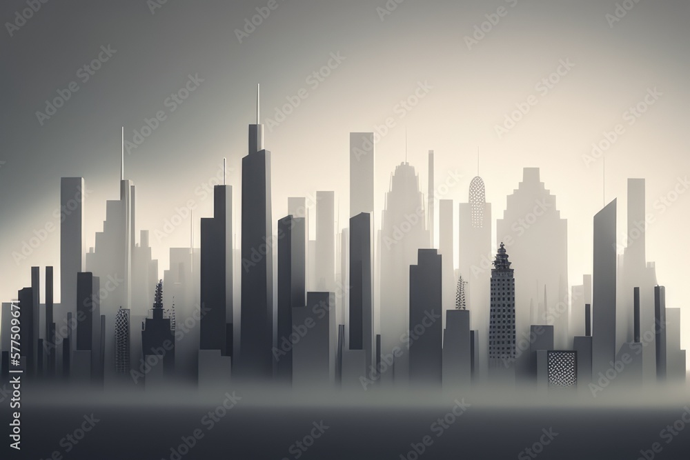 smoggy skyline of large city, with layer of haze obscuring the view The image highlights the impact of air pollution on urban areas AI generation.