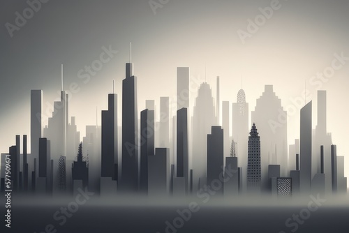 smoggy skyline of large city  with layer of haze obscuring the view The image highlights the impact of air pollution on urban areas AI generation.