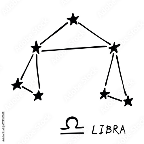 Hand drawn libra zodiac sign Esoteric symbol doodle Astrology clipart Element for design © Daria Shane