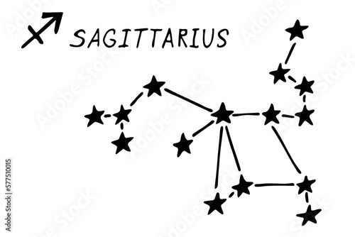 Hand drawn sagittarius zodiac sign Esoteric symbol doodle Astrology clipart Element for design
