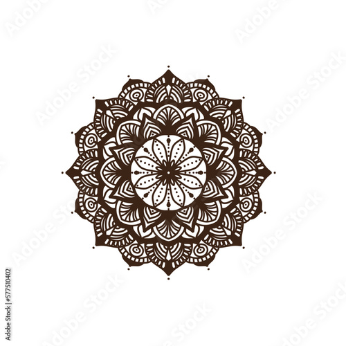 Circular pattern in mandala shape for Henna, Mehndi, tattoo, decoration. Decorative ornament in ethnic oriental style. Coloring book page.