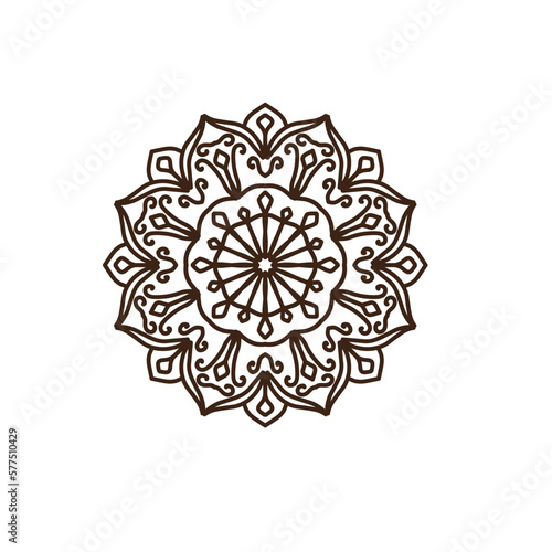 Circular pattern in mandala shape for Henna, Mehndi, tattoo, decoration. Decorative ornament in ethnic oriental style. Coloring book page.