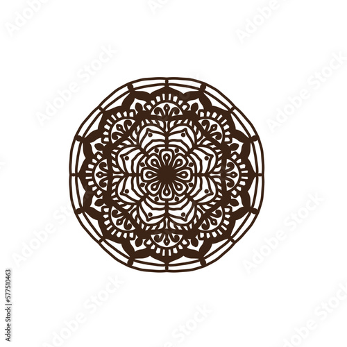 Circular pattern in mandala shape for Henna, Mehndi, tattoo, decoration. Decorative ornament in ethnic oriental style. Coloring book page.
