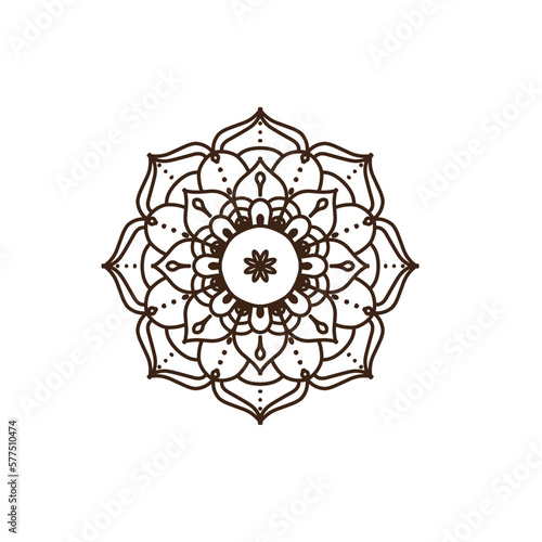 Circular pattern in mandala shape for Henna, Mehndi, tattoo, decoration. Decorative ornament in ethnic oriental style. Coloring book page.