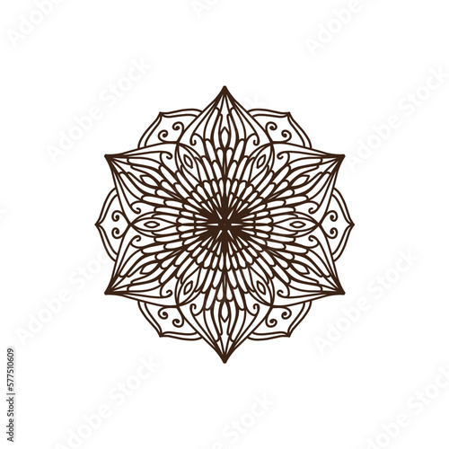 Circular pattern in mandala shape for Henna, Mehndi, tattoo, decoration. Decorative ornament in ethnic oriental style. Coloring book page.