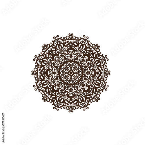 Circular pattern in mandala shape for Henna, Mehndi, tattoo, decoration. Decorative ornament in ethnic oriental style. Coloring book page.