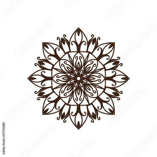 Circular pattern in mandala shape for Henna, Mehndi, tattoo, decoration. Decorative ornament in ethnic oriental style. Coloring book page.