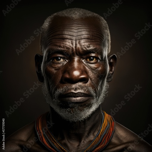 Portrait, adult man from the Pygmy Tribe, Ai Generative. © MiguelAngel