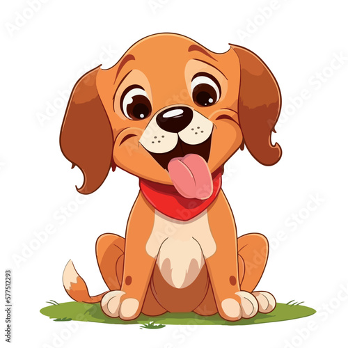 Young sweet dog. Baby dog. Sweet adorable creature smiles friendly. Vector graphics  illustration for children.