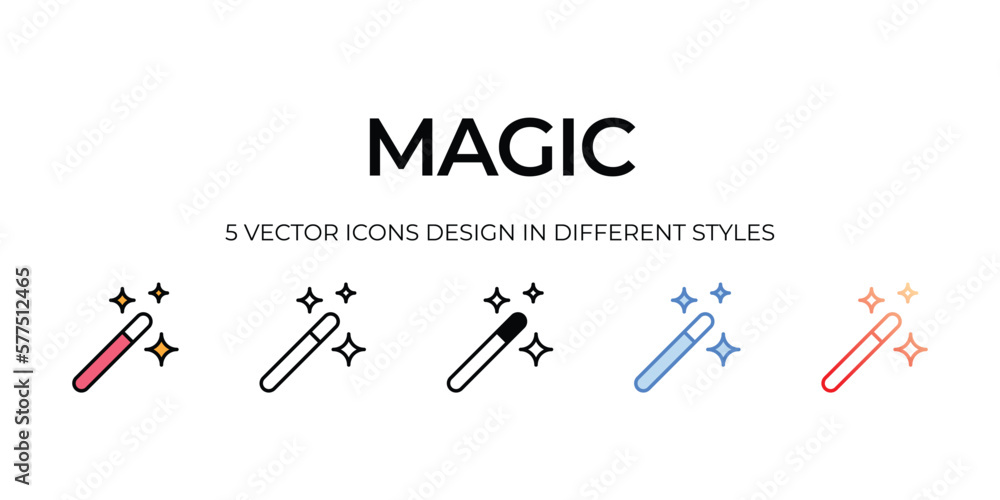 magic Icon Design in Five style with Editable Stroke. Line, Solid, Flat Line, Duo Tone Color, and Color Gradient Line. Suitable for Web Page, Mobile App, UI, UX and GUI design. magic Icon Design in Five style with Editable Stroke. Line, Solid, Flat Line, Duo Tone Color, and Color Gradient Line. Suitable for Web Page, Mobile App, UI, UX and GUI design.