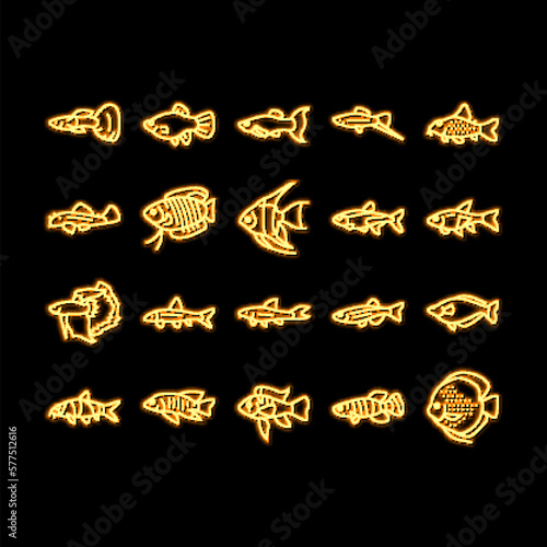 Aquarium Fish Tropical Animal neon glow icon illustration