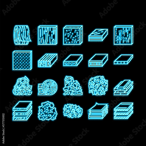 Timber Wood Industrial Production neon glow icon illustration