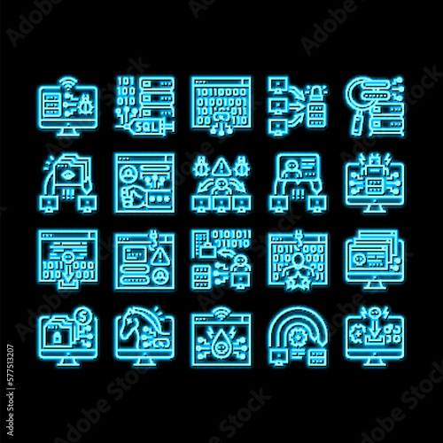 Cyber Crime Internet Business neon glow icon illustration