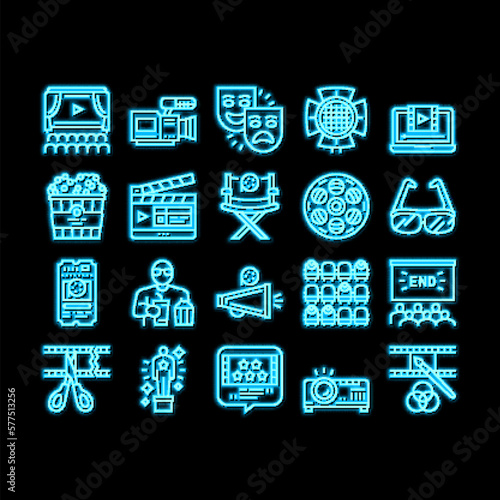 Cinema Watch Movie Entertainment neon glow icon illustration