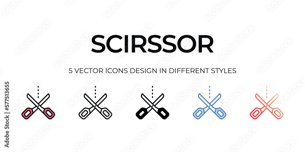 scissor Icon Design in Five style with Editable Stroke. Line, Solid